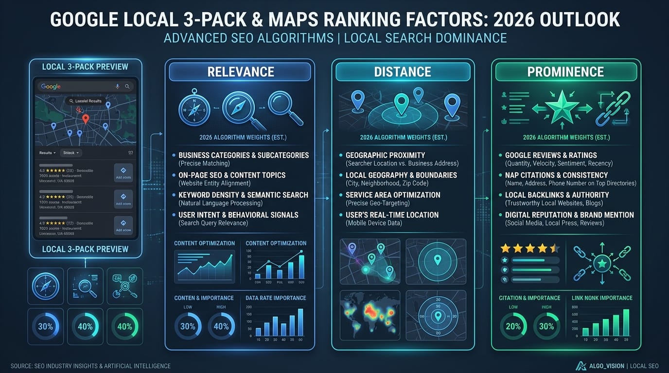 Google Local 3-Pack and Maps Ranking Factors 2026: Relevance, Distance, and Prominence